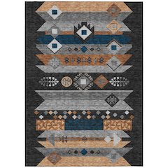 Machine Washable Indoor/Outdoor Chantille ACN2499 Black 5' x 7'6" Rug