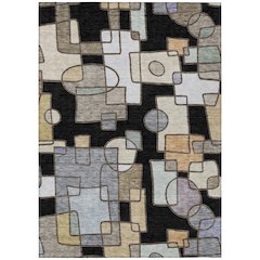Machine Washable Indoor/Outdoor Chantille ACN2503 Black 5' x 7'6" Rug