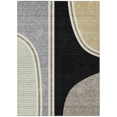 Machine Washable Indoor/Outdoor Chantille ACN2505 Black 5' x 7'6" Rug