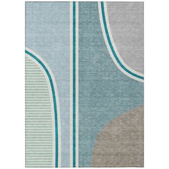 Machine Washable Indoor/Outdoor Chantille ACN2505 Teal 5' x 7'6" Rug
