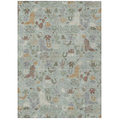 Machine Washable Indoor/Outdoor Chantille ACN2512 Green 5' x 7'6" Rug