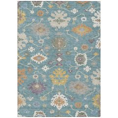 Machine Washable Indoor/Outdoor Chantille ACN2532 Teal 5' x 7'6" Rug