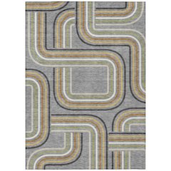 Machine Washable Indoor/Outdoor Chantille ACN2535 Gray 5' x 7'6" Rug