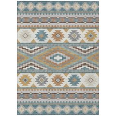 Machine Washable Indoor/Outdoor Chantille ACN2539 Teal 5' x 7'6" Rug