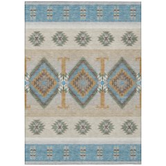 Machine Washable Indoor/Outdoor Chantille ACN2541 Teal 5' x 7'6" Rug