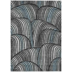 Machine Washable Indoor/Outdoor Chantille ACN2546 Black 5' x 7'6" Rug