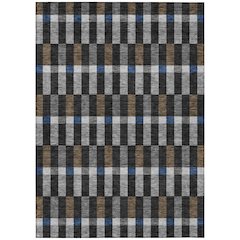 Machine Washable Indoor/Outdoor Chantille ACN2548 Black 5' x 7'6" Rug