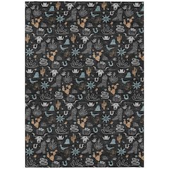 Machine Washable Indoor/Outdoor Chantille ACN2562 Black 5' x 7'6" Rug