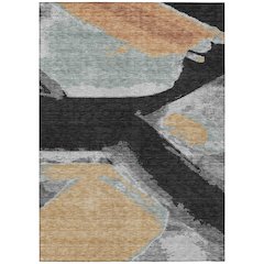 Machine Washable Indoor/Outdoor Chantille ACN2571 Black 5' x 7'6" Rug