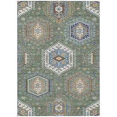 Machine Washable Indoor/Outdoor Chantille ACN2574 Green 5' x 7'6" Rug