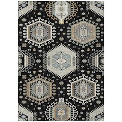 Machine Washable Indoor/Outdoor Chantille ACN2574 Black 5' x 7'6" Rug