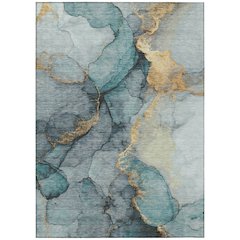 Machine Washable Indoor/Outdoor Chantille ACN2590 Teal 5' x 7'6" Rug