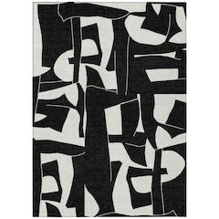 Machine Washable Indoor/Outdoor Chantille ACN2604 Black 5' x 7'6" Rug