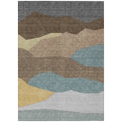Machine Washable Indoor/Outdoor Chantille ACN2608 Brown 5' x 7'6" Rug