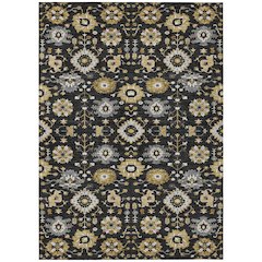 Machine Washable Indoor/Outdoor Chantille ACN2610 Black 5' x 7'6" Rug