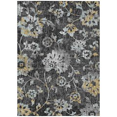 Machine Washable Indoor/Outdoor Chantille ACN2616 Black 5' x 7'6" Rug