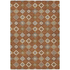 Machine Washable Indoor/Outdoor Chantille ACN2624 Orange 5' x 7'6" Rug