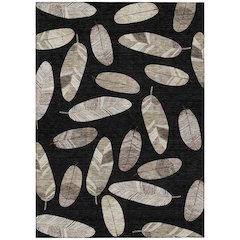 Machine Washable Indoor/Outdoor Chantille ACN2649 Black 5' x 7'6" Rug