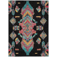 Machine Washable Indoor/Outdoor Chantille ACN2661 Black 5' x 7'6" Rug