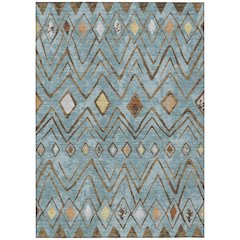 Machine Washable Indoor/Outdoor Chantille ACN2702 Teal 5' x 7'6" Rug