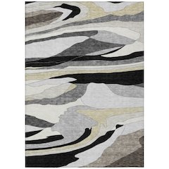 Machine Washable Indoor/Outdoor Chantille ACN2777 Black 8' x 10' Rug