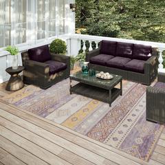 Yuma Purple Transitional Southwest 3' x 5' Area Rug Purple AYU42