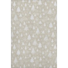 Luxury Washable Indoor/Outdoor Merry & Bright Beige 5' x 7'6" Rug