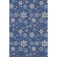 Luxury Washable Indoor/Outdoor Merry & Bright Navy 5' x 7'6" Rug