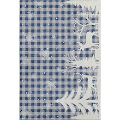 Luxury Washable Indoor/Outdoor Merry & Bright Blue 5' x 7'6" Rug