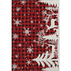 Luxury Washable Indoor/Outdoor Merry & Bright Red 5' x 7'6" Rug