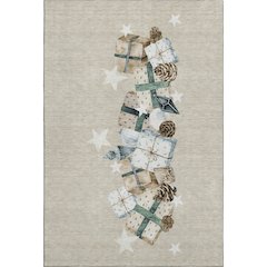 Luxury Washable Indoor/Outdoor Merry & Bright Beige 5' x 7'6" Rug