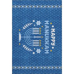 Luxury Washable Indoor/Outdoor Merry & Bright Blue 5' x 7'6" Rug