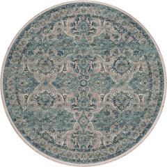 Indoor/Outdoor Marbella MB5 Mineral Blue Washable 6' x 6' Round Rug