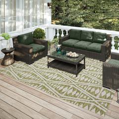 Yuma Olive Southwestern Southwest 3' x 5' Area Rug Olive AYU36
