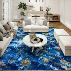 Karina Blue Modern Abstract 3' x 5' Area Rug Blue AKC47
