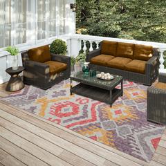 Yuma Purple Bohemian Ikat 3' x 5' Area Rug Purple AYU32