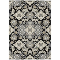Machine Washable Indoor/Outdoor Chantille Black 8' x 10' Rug