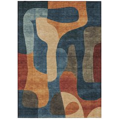 Machine Washable Indoor/Outdoor Chantille Navy 8' x 10' Rug
