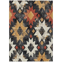 Machine Washable Indoor/Outdoor Chantille Black 8' x 10' Rug
