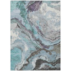 Machine Washable Indoor/Outdoor Chantille Teal 8' x 10' Rug