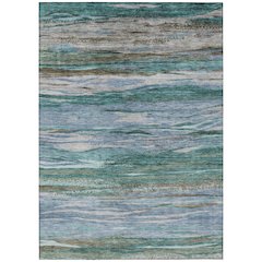 Machine Washable Indoor/Outdoor Chantille Teal 8' x 10' Rug