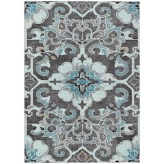 Machine Washable Indoor/Outdoor Chantille Teal 8' x 10' Rug