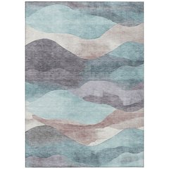 Machine Washable Indoor/Outdoor Chantille Teal 8' x 10' Rug