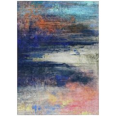 Machine Washable Indoor/Outdoor Chantille ACN2016 Blue 8' x 10' Rug