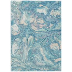 Machine Washable Indoor/Outdoor Chantille ACN2017 Teal 8' x 10' Rug