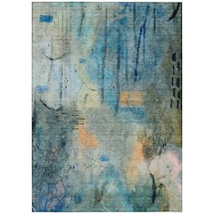 Machine Washable Indoor/Outdoor Chantille ACN2032 Teal 8' x 10' Rug