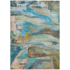 Machine Washable Indoor/Outdoor Chantille ACN2039 Teal 8' x 10' Rug