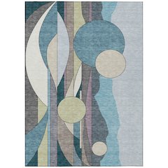 Machine Washable Indoor/Outdoor Chantille ACN2252 Teal 8' x 10' Rug