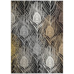 Machine Washable Indoor/Outdoor Chantille ACN2273 Black 8' x 10' Rug