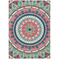 Machine Washable Indoor/Outdoor Chantille ACN2277 Pink 8' x 10' Rug